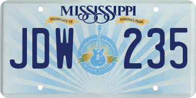 MS license plate JDW235