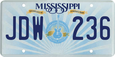 MS license plate JDW236