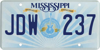 MS license plate JDW237