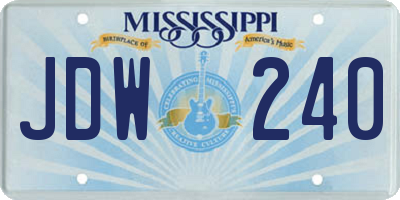 MS license plate JDW240