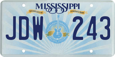 MS license plate JDW243