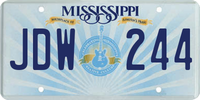 MS license plate JDW244