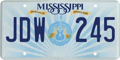 MS license plate JDW245