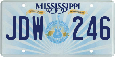 MS license plate JDW246
