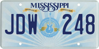 MS license plate JDW248