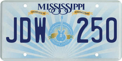 MS license plate JDW250