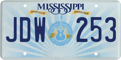 MS license plate JDW253