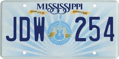 MS license plate JDW254