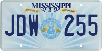 MS license plate JDW255
