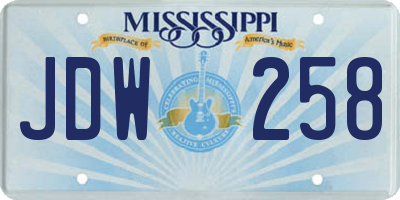 MS license plate JDW258