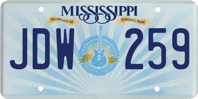 MS license plate JDW259