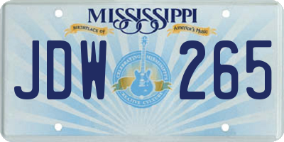 MS license plate JDW265