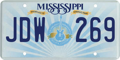 MS license plate JDW269