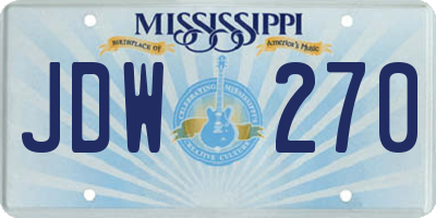 MS license plate JDW270