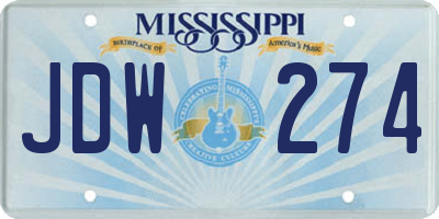MS license plate JDW274