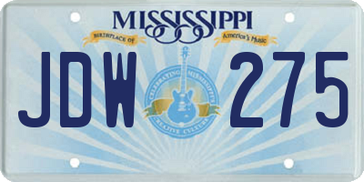 MS license plate JDW275