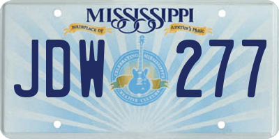 MS license plate JDW277