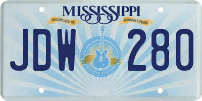 MS license plate JDW280