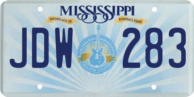 MS license plate JDW283