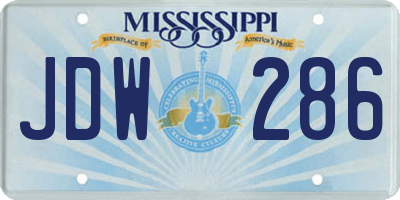 MS license plate JDW286