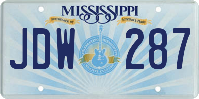 MS license plate JDW287