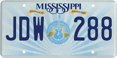 MS license plate JDW288
