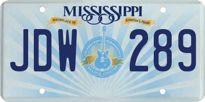 MS license plate JDW289
