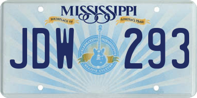 MS license plate JDW293