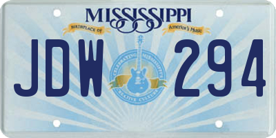 MS license plate JDW294