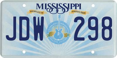 MS license plate JDW298