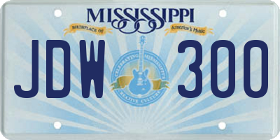 MS license plate JDW300