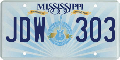 MS license plate JDW303