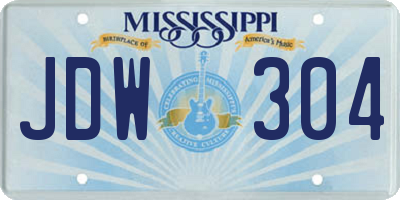 MS license plate JDW304