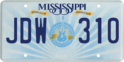 MS license plate JDW310