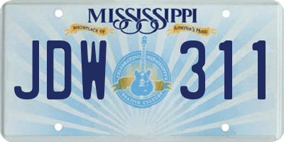 MS license plate JDW311