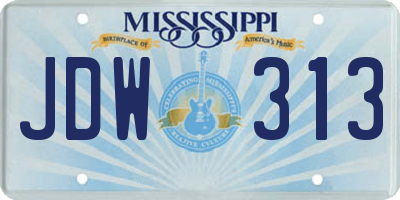 MS license plate JDW313