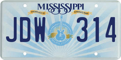 MS license plate JDW314
