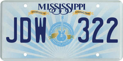 MS license plate JDW322