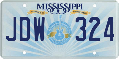 MS license plate JDW324