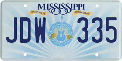 MS license plate JDW335