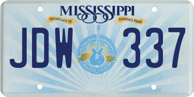MS license plate JDW337