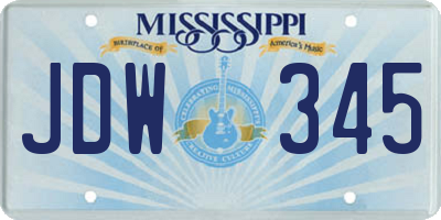 MS license plate JDW345