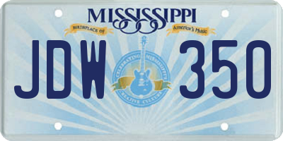 MS license plate JDW350