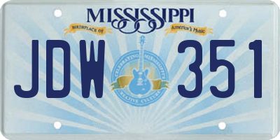 MS license plate JDW351