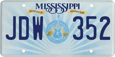 MS license plate JDW352