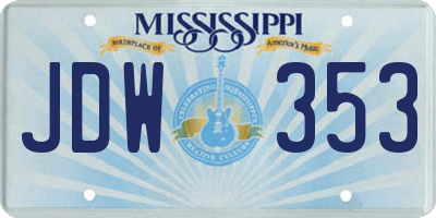 MS license plate JDW353