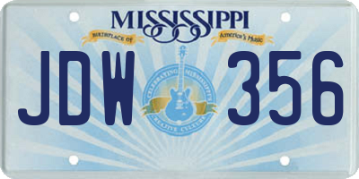 MS license plate JDW356