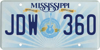 MS license plate JDW360