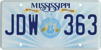 MS license plate JDW363