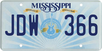 MS license plate JDW366